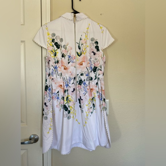 Ted Baker Elegance Print white fit and flare white dress - Picture 4 of 8